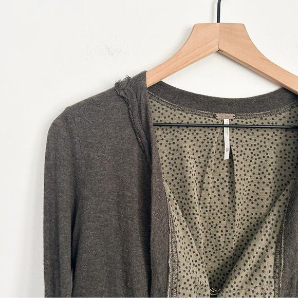 Free People Cropped Waterfall Cardigan Sweater Gray Size XS - Picture 3 of 8